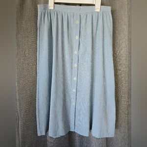 Teddi Petite Vtg 90s Blue Check Flower Button Front Midi Skirt Size PL